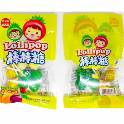 Fruit Taste Lollipop is a confectionery product that comes in a 128g pack and is made in China..