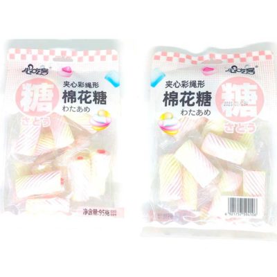 Marshmallow Sandwich Color Rope Shape is a confectionery product that comes in a 95g pack and is made in China.