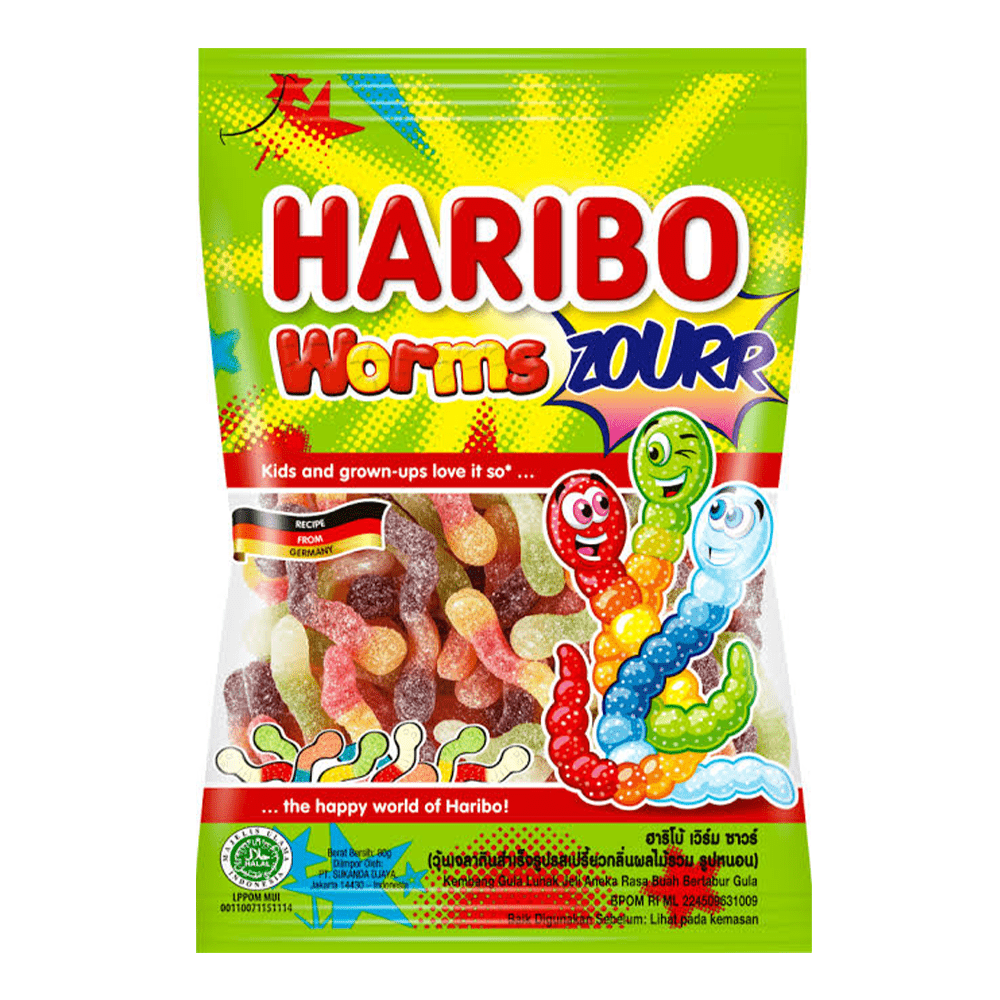 Haribo Worms Zourr Candy 80gm
