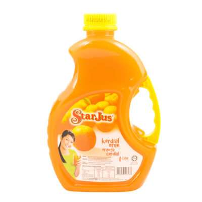 StarJus Orange Cordial Ingredients: Cane sugar, Orange Juice Concentrate, Approved Artificial Colour & Flavour, Food Conditioner, and Approved preservative. Imported Made in Malaysia Barcode: 9555038403138 Recommended: 1 part our cordial + 4 parts water or to taste.